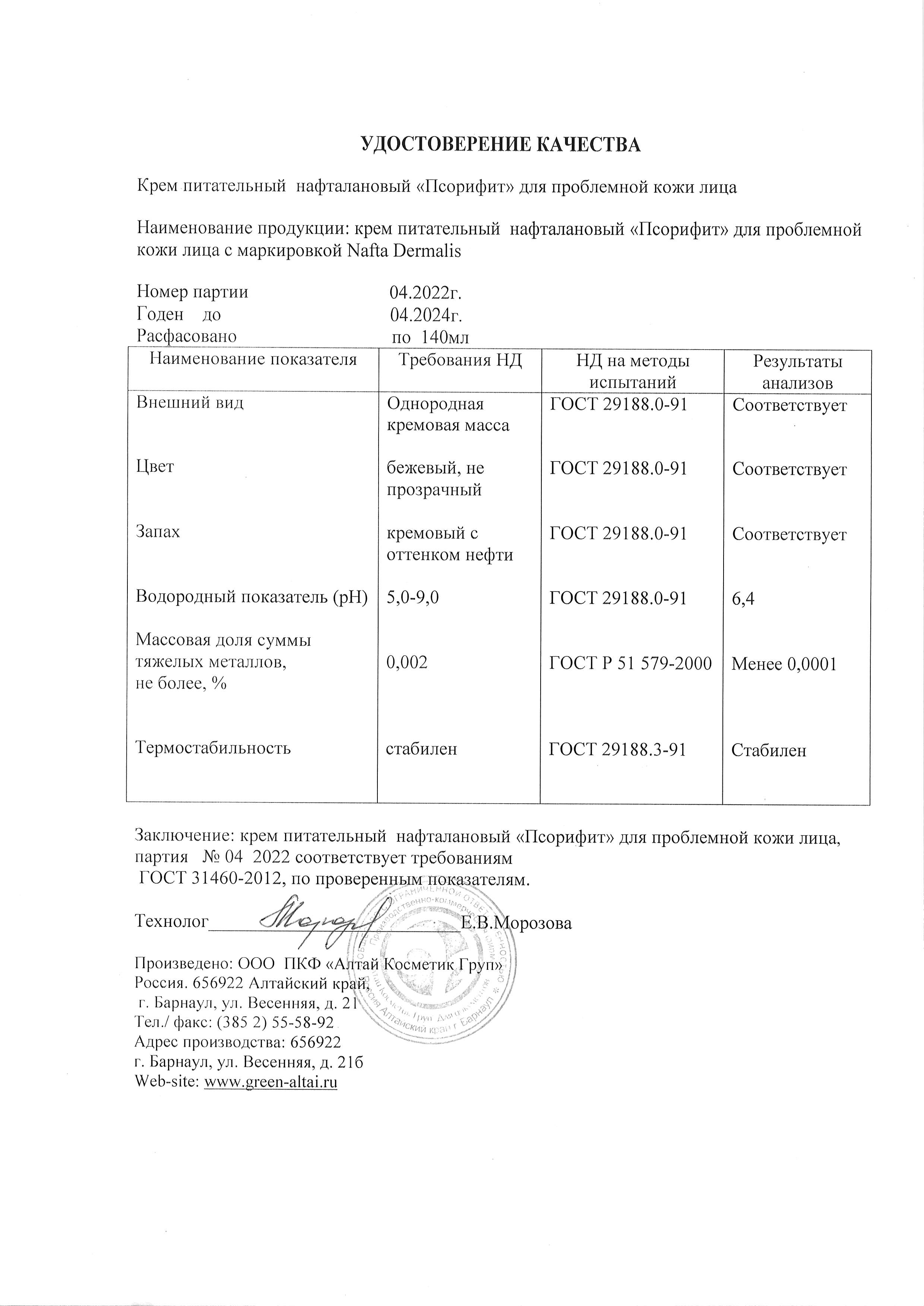 Паспорт №042022